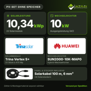 10,34 kWp PV-Set ohne Speicher – 22x Trina Vertex S+ 470 Wp + Huawei SUN2000-10K-MAP0