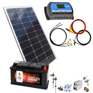 100W Solar Inselanlage 12V mit 100Ah AGM Batterie und Flachdachmontage