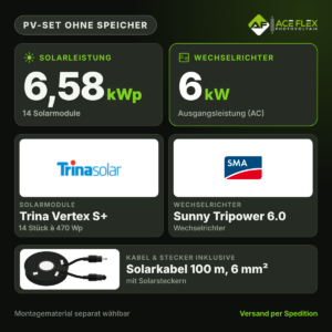 6,58 kWp Photovoltaik-Set ohne Speicher | 14x Trina Vertex S+ 470 Wp + SMA Sunny Tripower 6.0